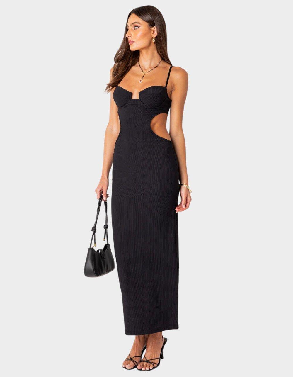 EDIKTED Ribbed Cut Out Cupped Maxi Dress Product Image