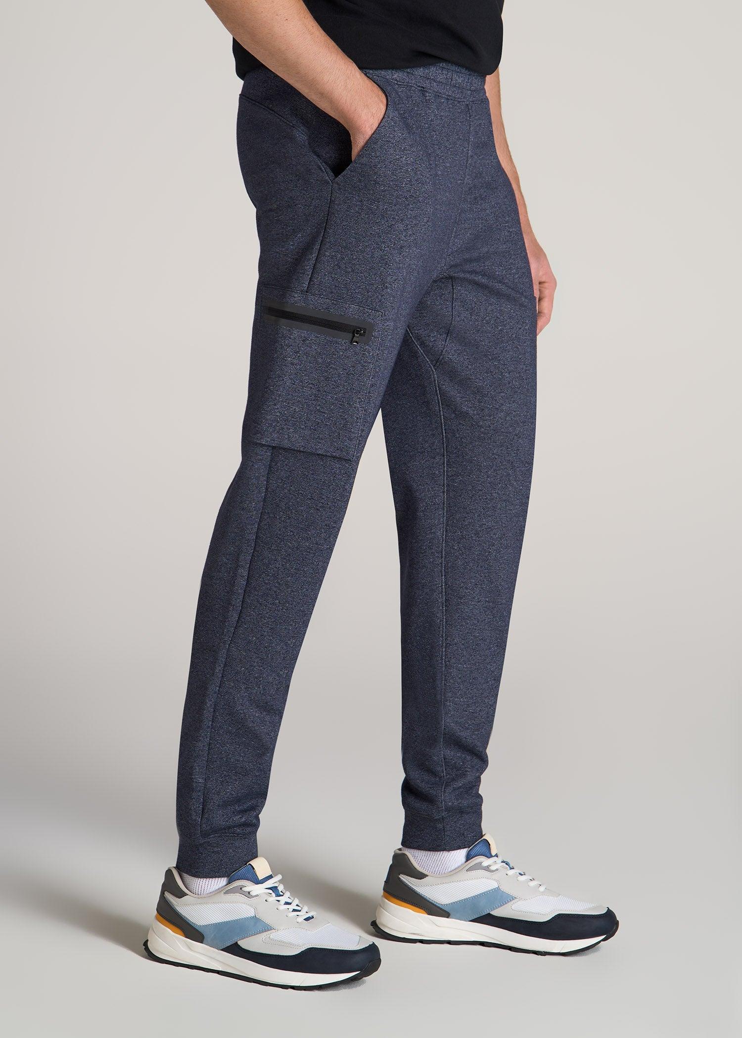 Utility Fleece Cargo Joggers for Tall Men in Evening Blue Mix Product Image