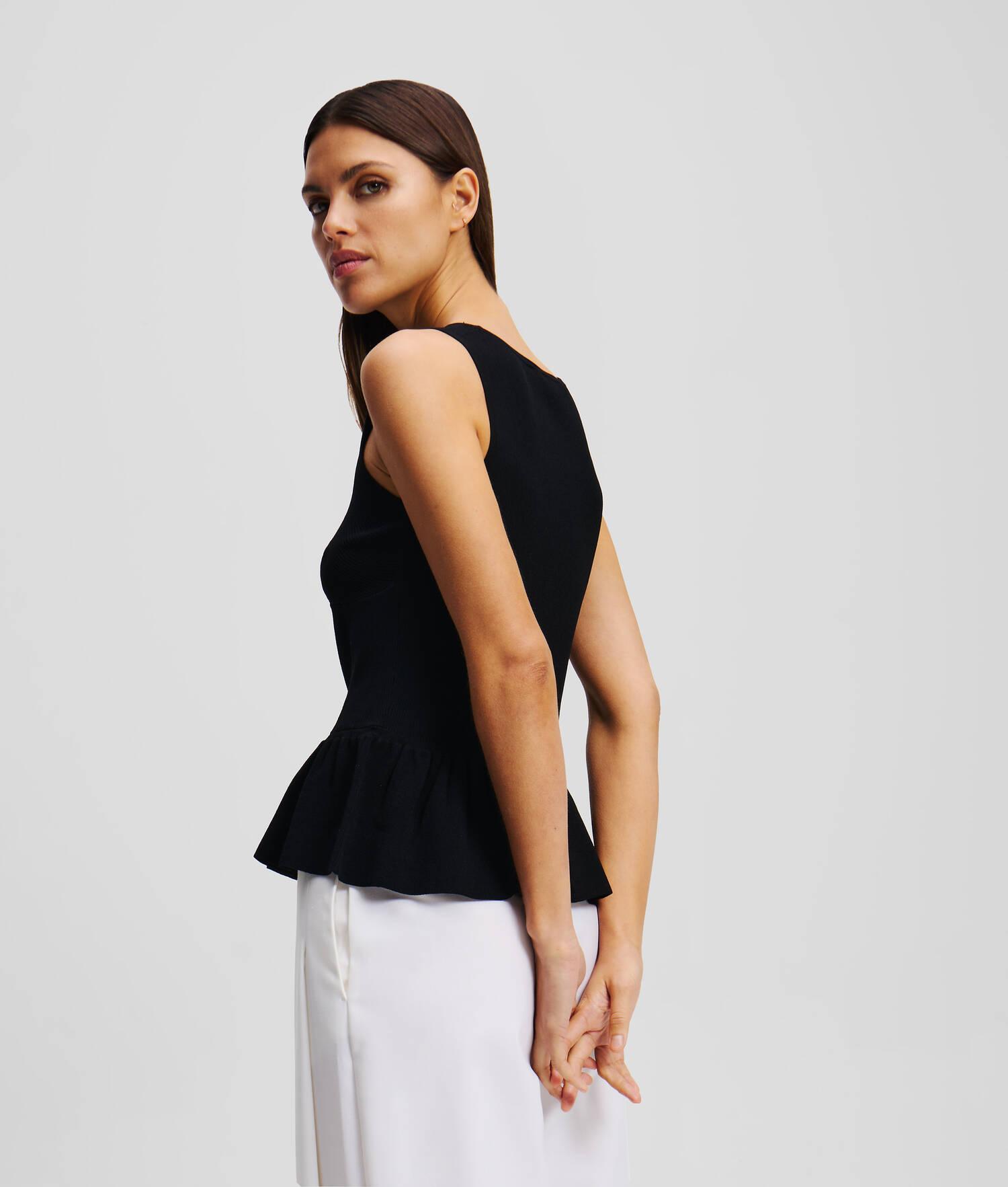 SLEEVELESS PEPLUM KNIT TOP Product Image