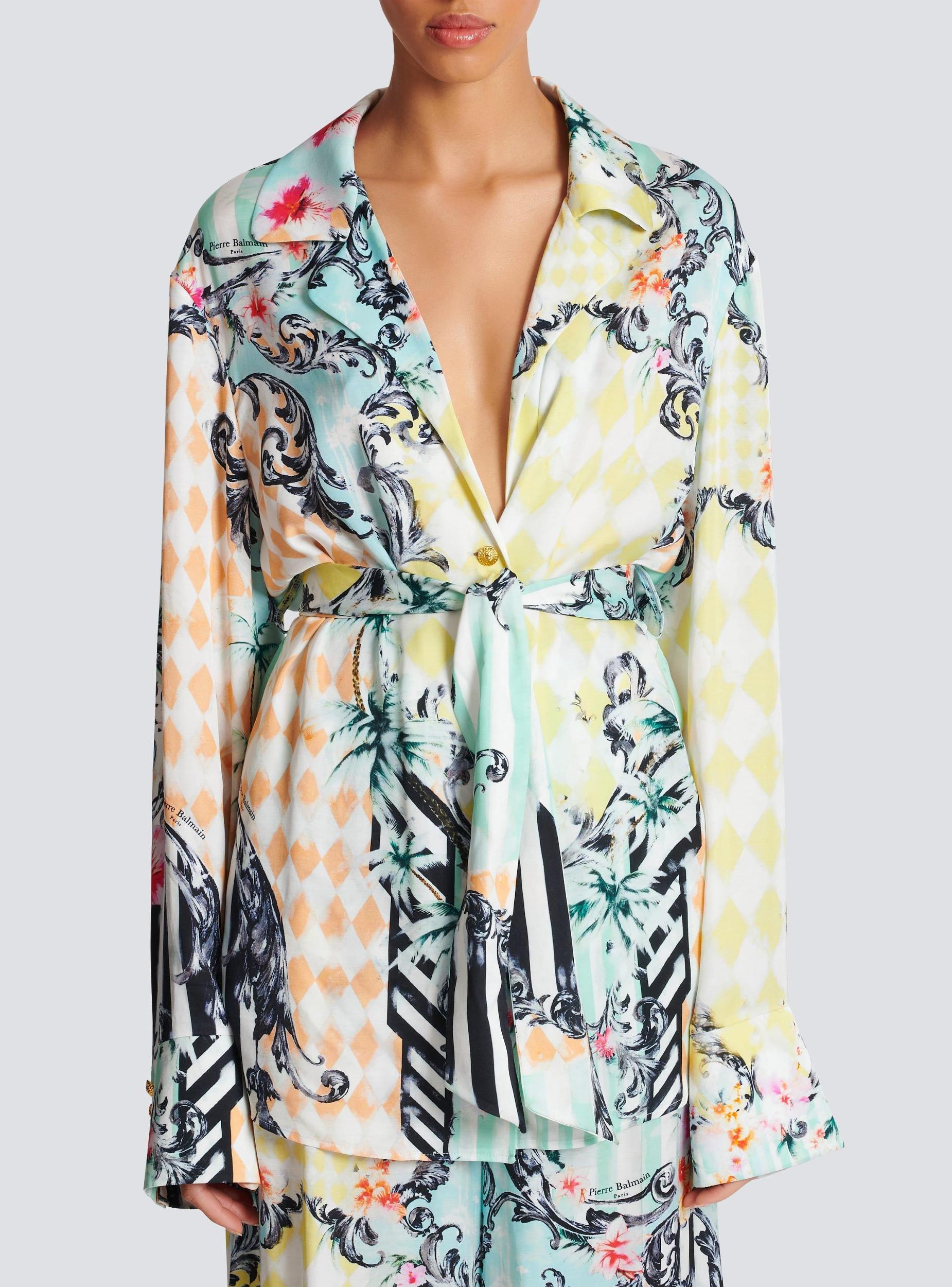 Loose belted shirt with Baroque print Product Image