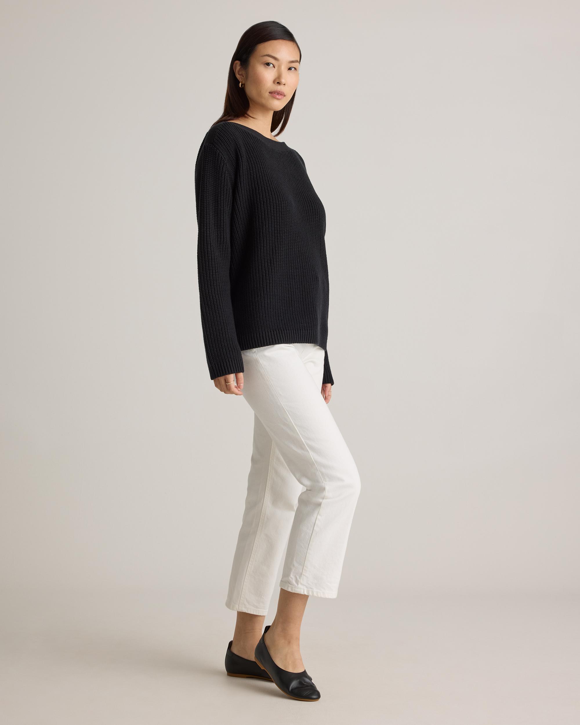 Quince | Women's Fisherman Boatneck Sweater Organic Cotton Product Image