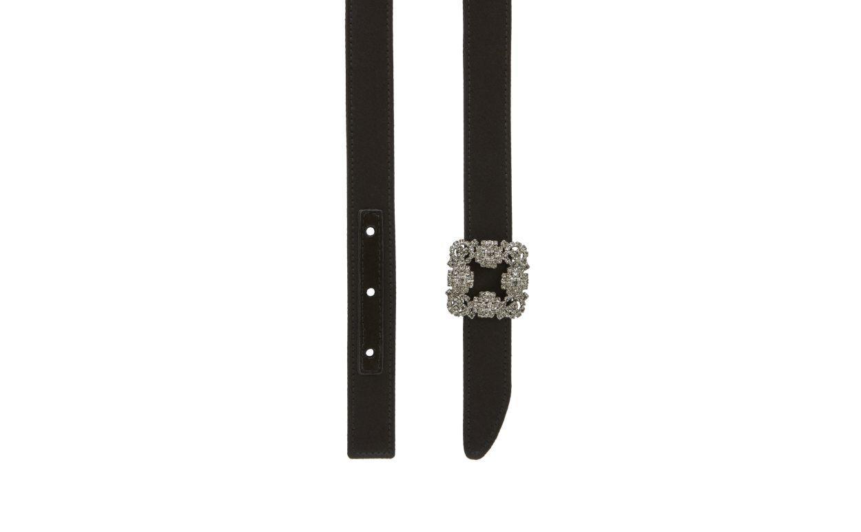 HANGISI BELT MINI Black Satin Crystal Buckled Belt Product Image