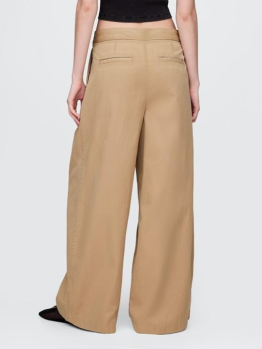 High Rise Twill Pleated Wide-Leg Khakis Product Image