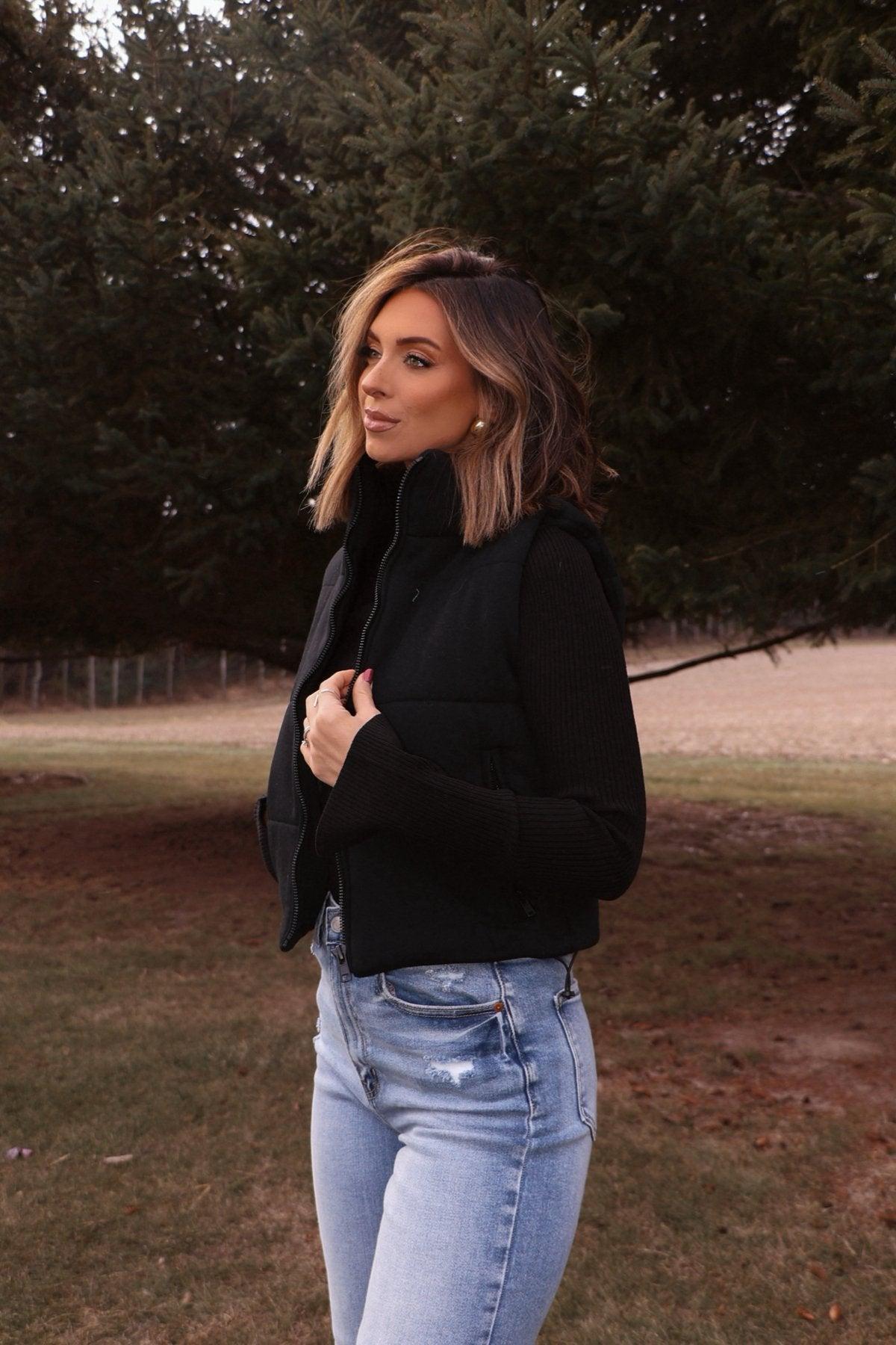 Say No More Black Puffer Vest - FINAL SALE Product Image