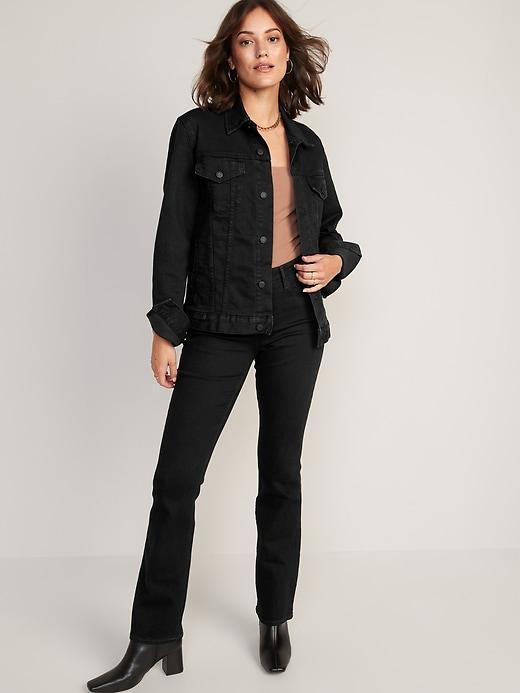 High-Waisted Kicker Boot-Cut Black Jeans Product Image
