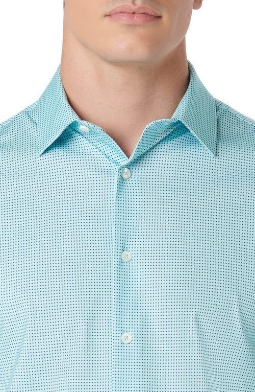 BUGATCHI Men's Ooohcotton Miles Pin Dot Cotton-blend Short-sleeve Shirt In Mint Product Image