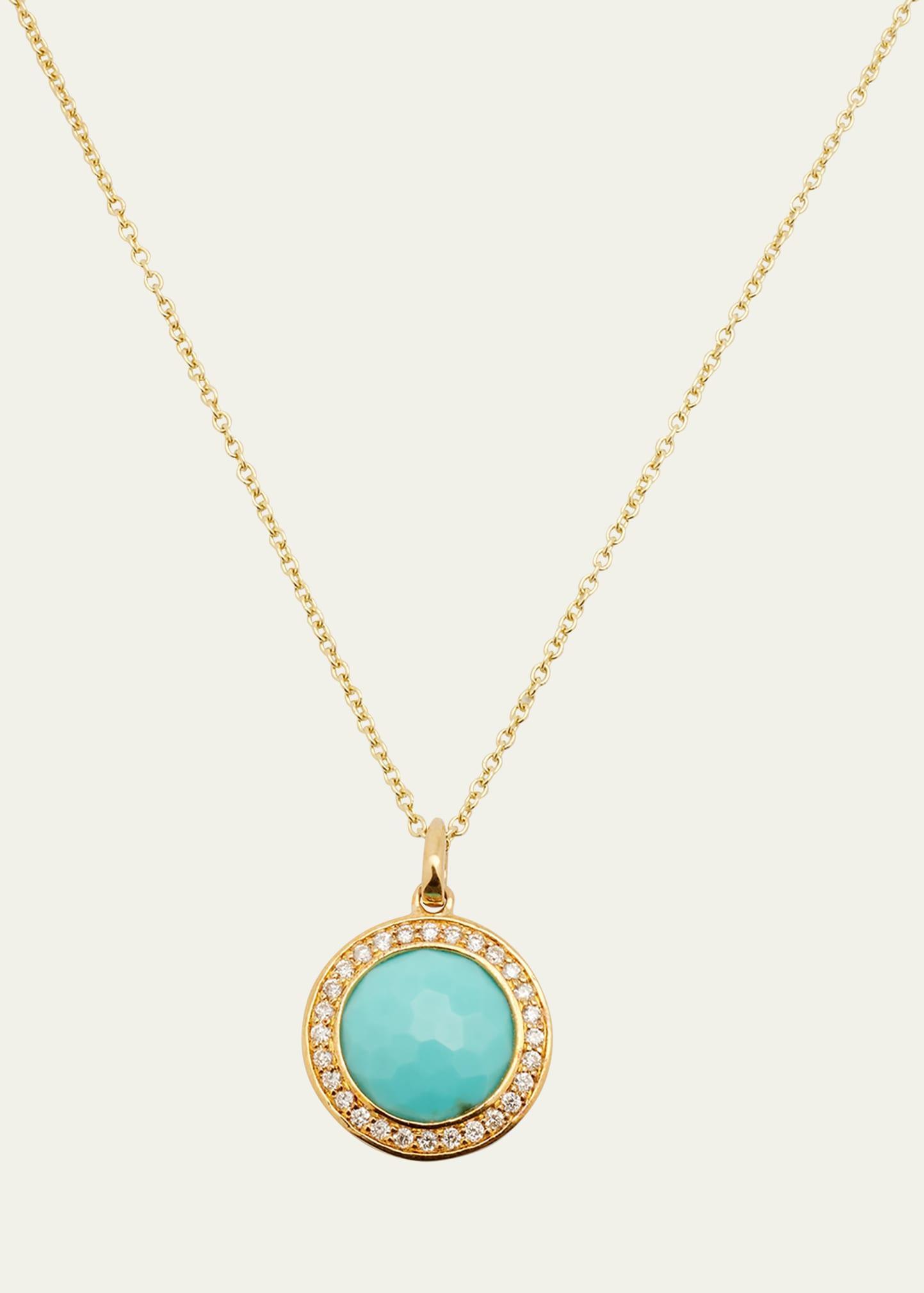 Ippolita 18K Yellow Gold Lollipop Turquoise Mini Pendant Necklace with Pave Diamonds, 18 Product Image