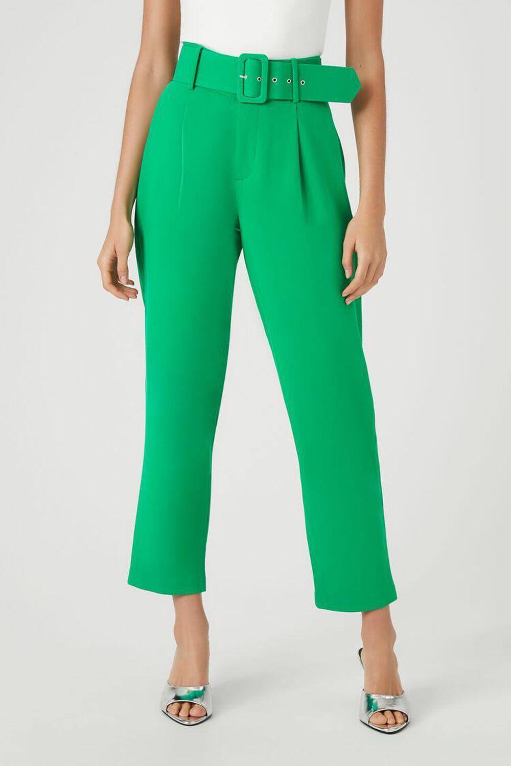 Belted Straight-Leg Ankle Pants | Forever 21 Product Image