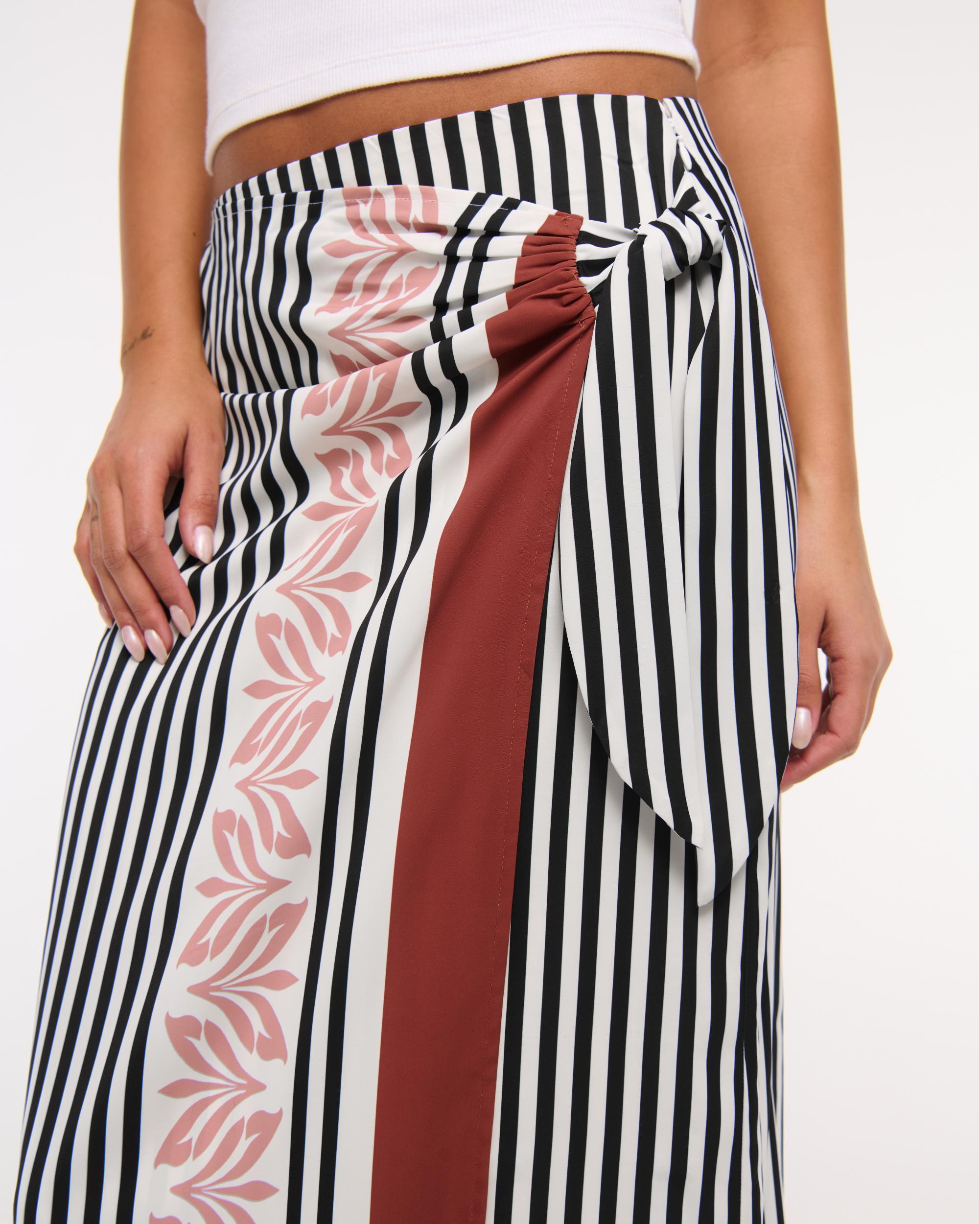 High Rise Scarf Style Wrap Maxi Skirt Product Image