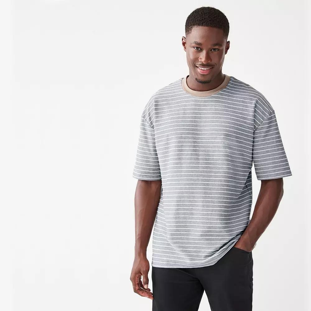 Men's NEXT Striped T-Shirt, Size: XXL, Grey Striped Product Image