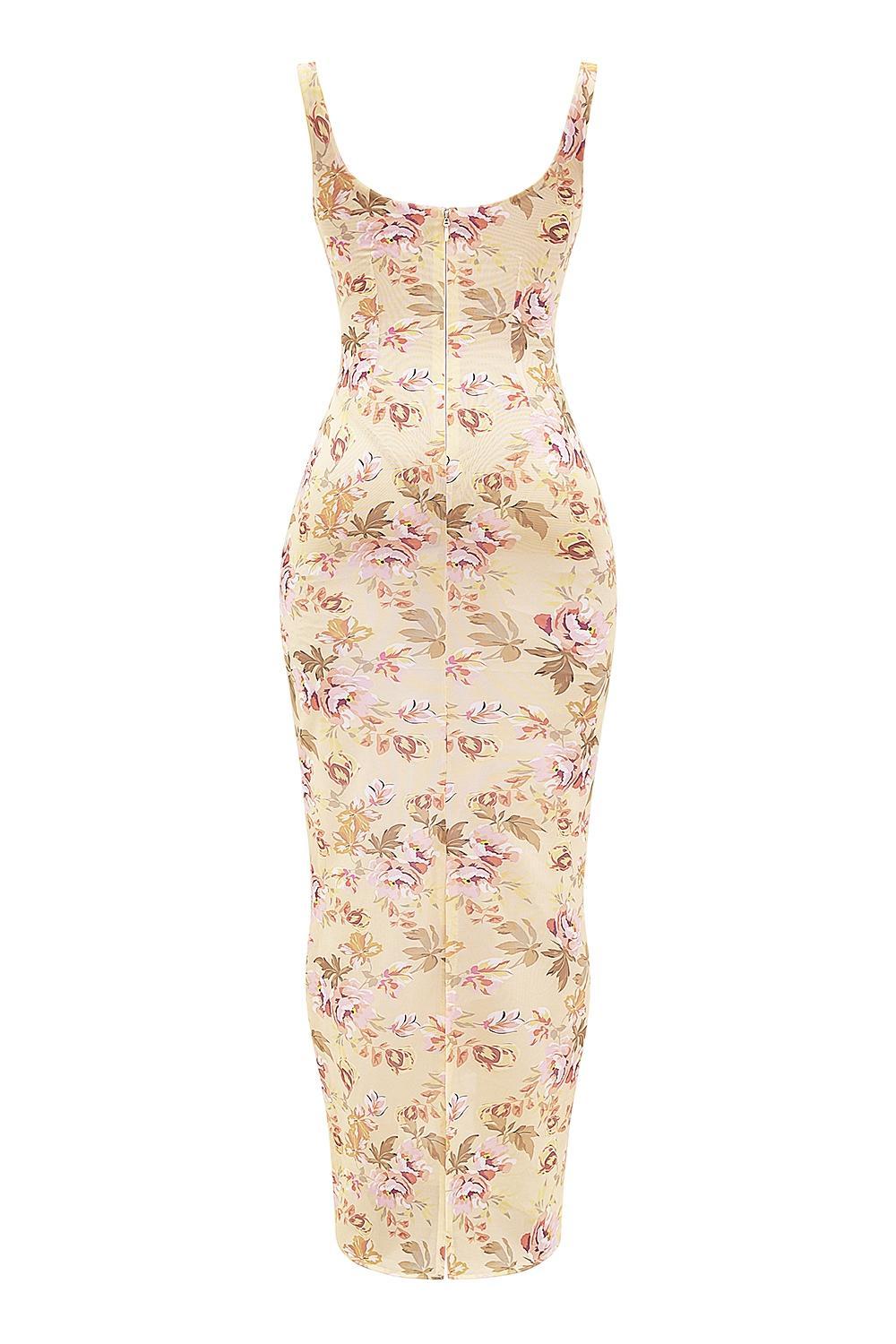Cassidy  honeyflower print fluted hem maxi skirt Product Image