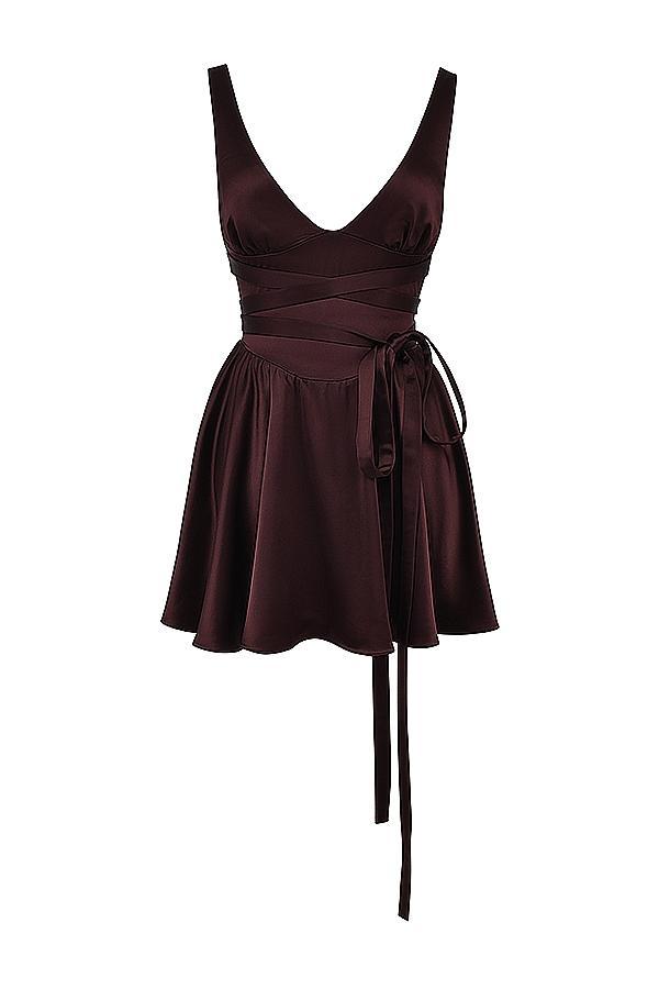 Shiema  rich brown mini dress Product Image