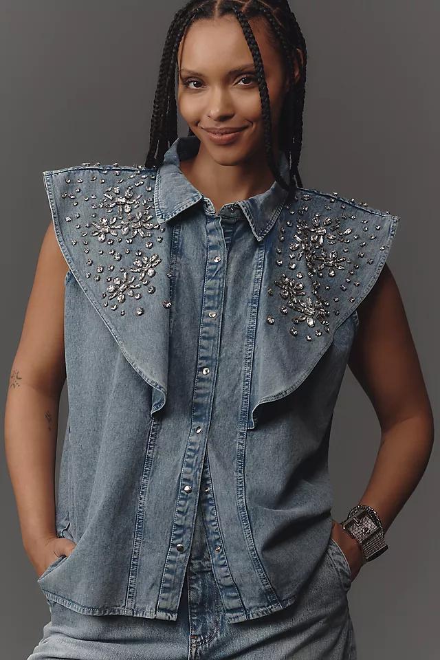 Let Me Be Flutter-Sleeve Embellished Top Product Image
