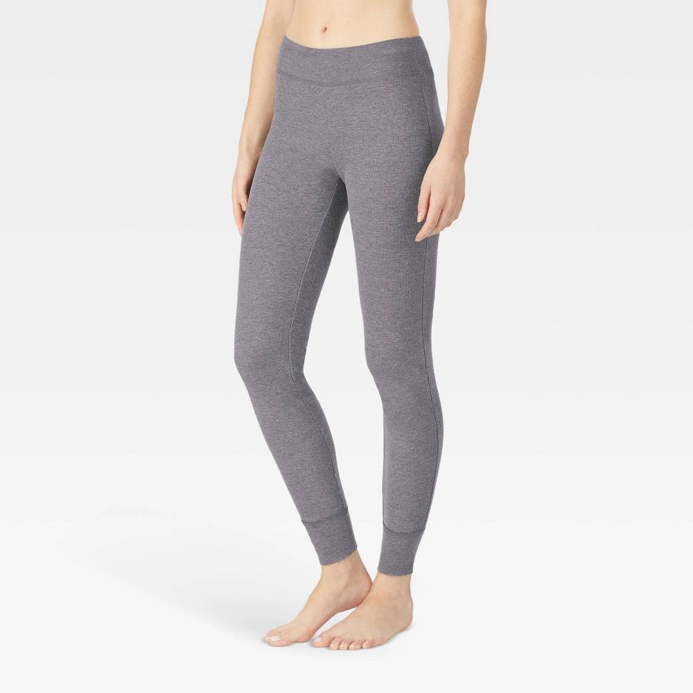 Warm Essentials by Cuddl Duds Womens Waffle Thermal Leggings - Graphite Heather Product Image