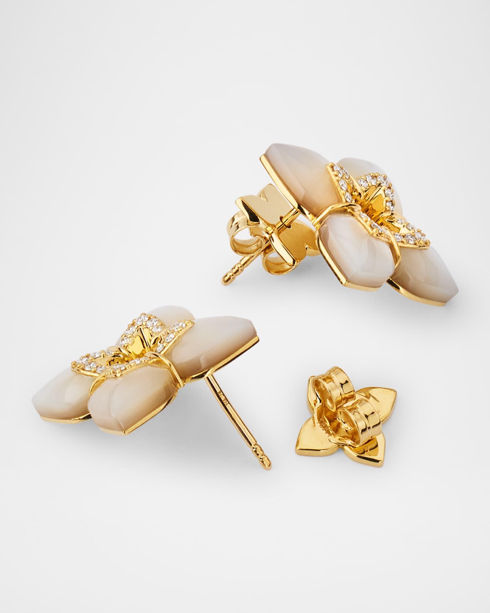 18K Yellow Gold Venetian Princess Stud Earrings with Diamonds Product Image