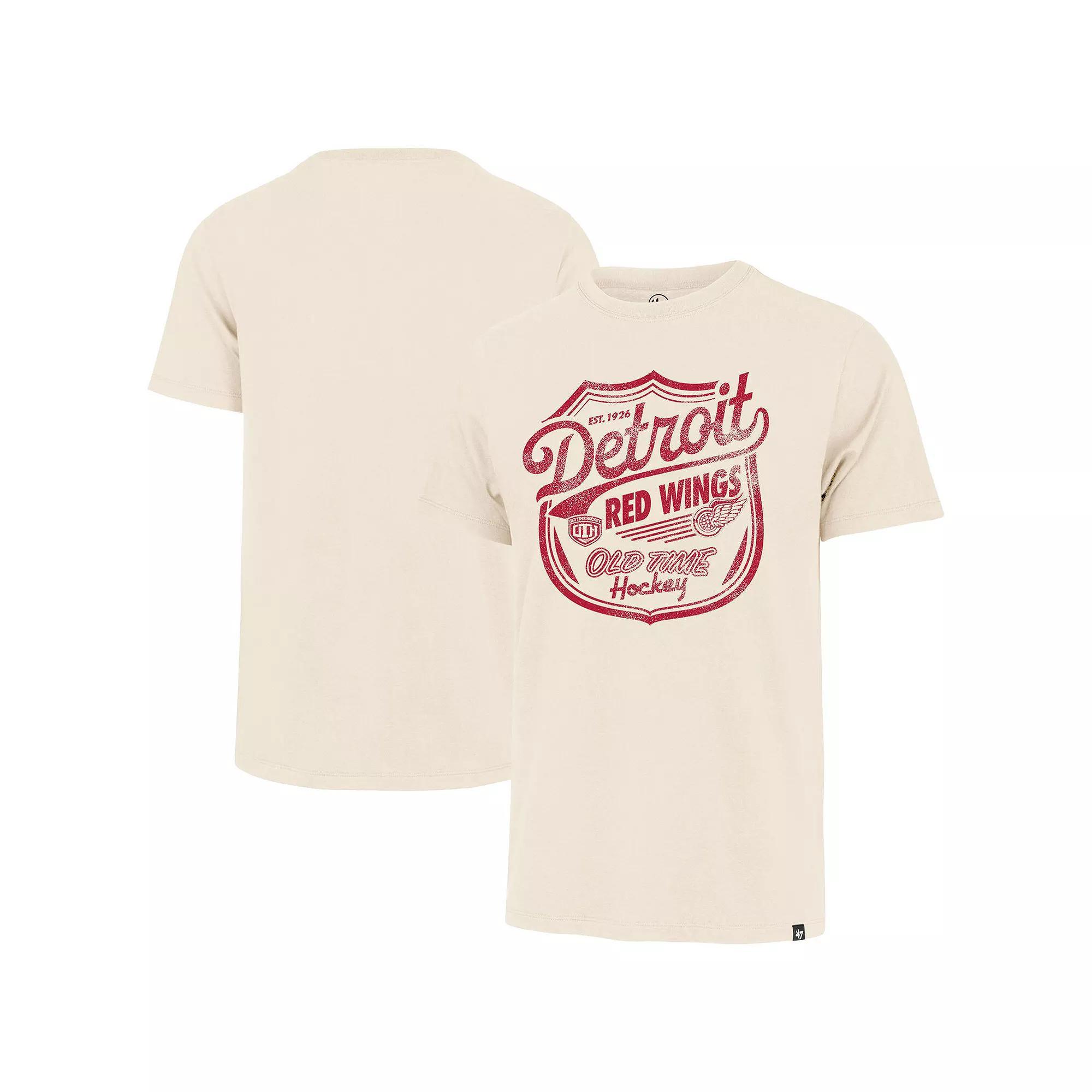 Men's '47  Cream Detroit Red Wings Poke Check Franklin T-Shirt, Size: Medium, Beige Product Image