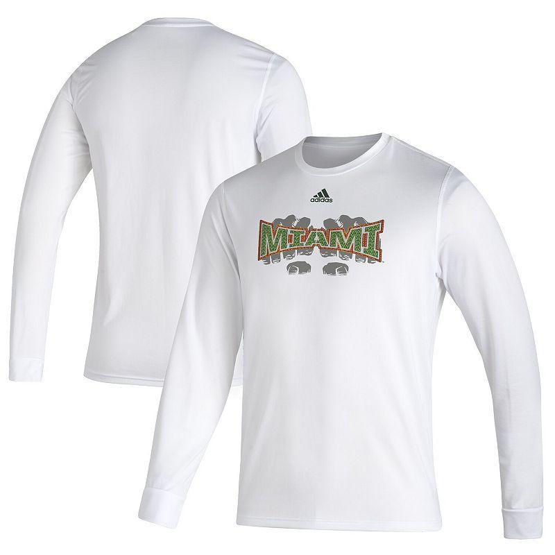 Mens adidas Miami Hurricanes Touchdown Ring Creator Long Sleeve T-Shirt Product Image