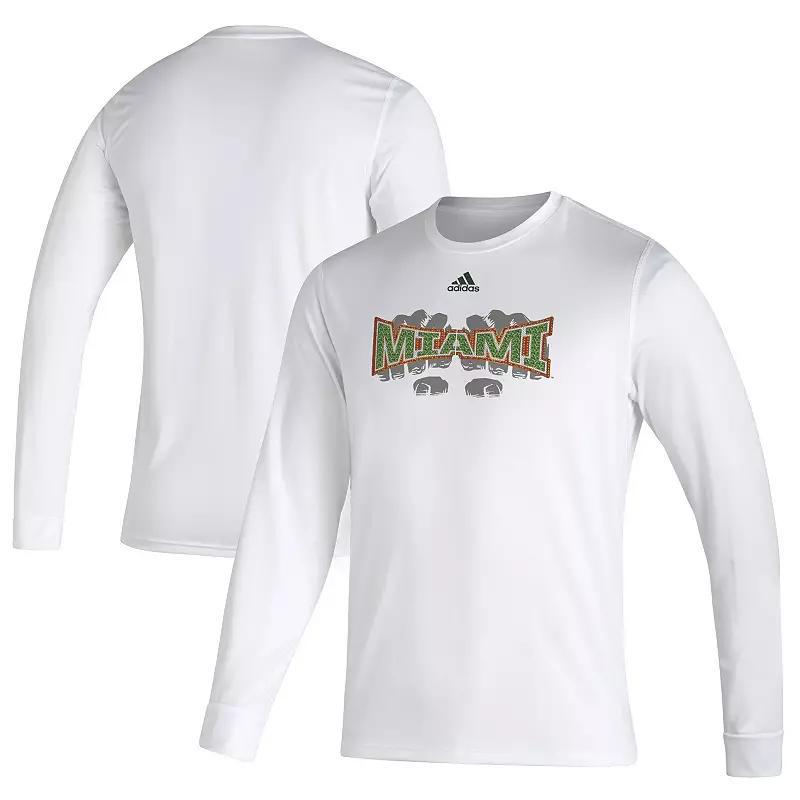 Mens adidas Miami Hurricanes Touchdown Ring Creator Long Sleeve T-Shirt Product Image
