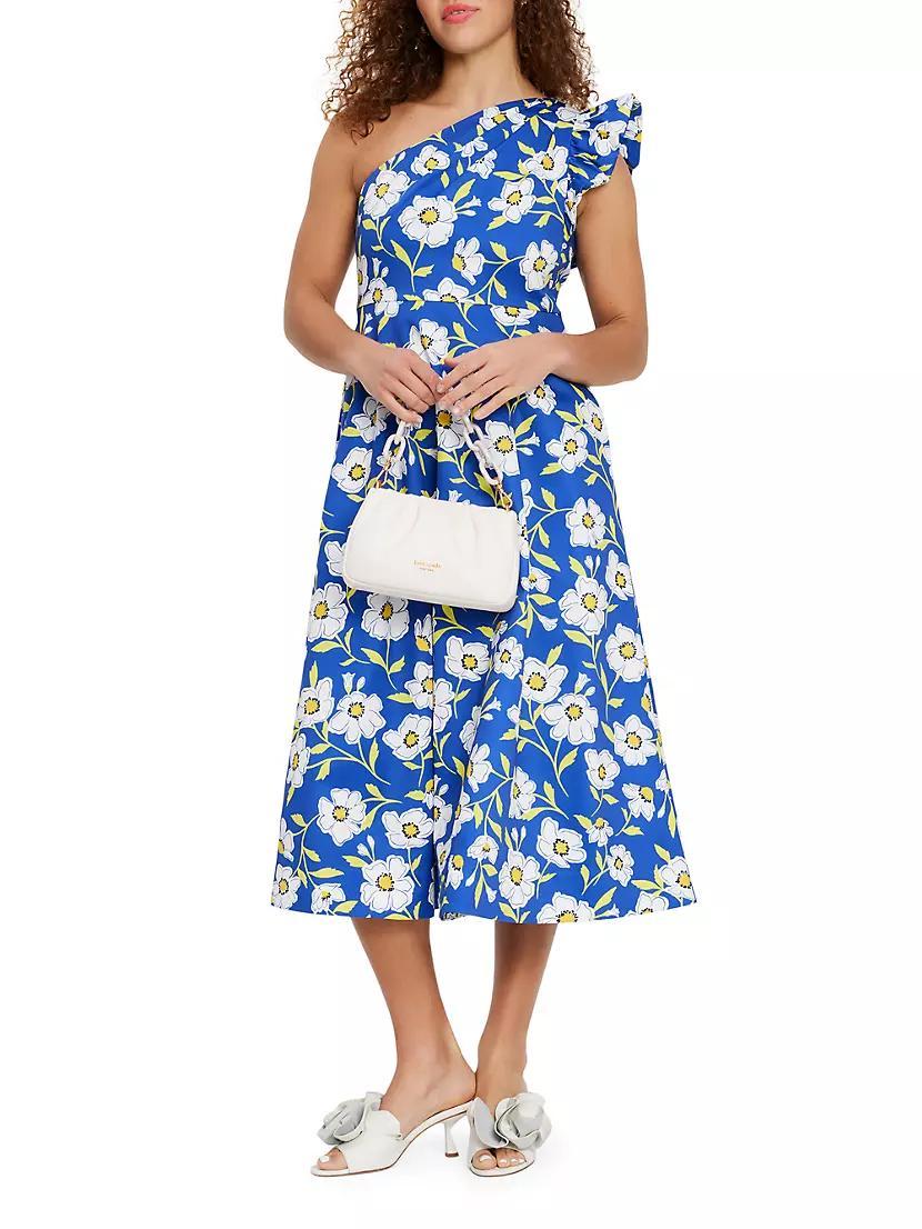 Sunshine Floral Ruffled Faille Midi-Dress Product Image