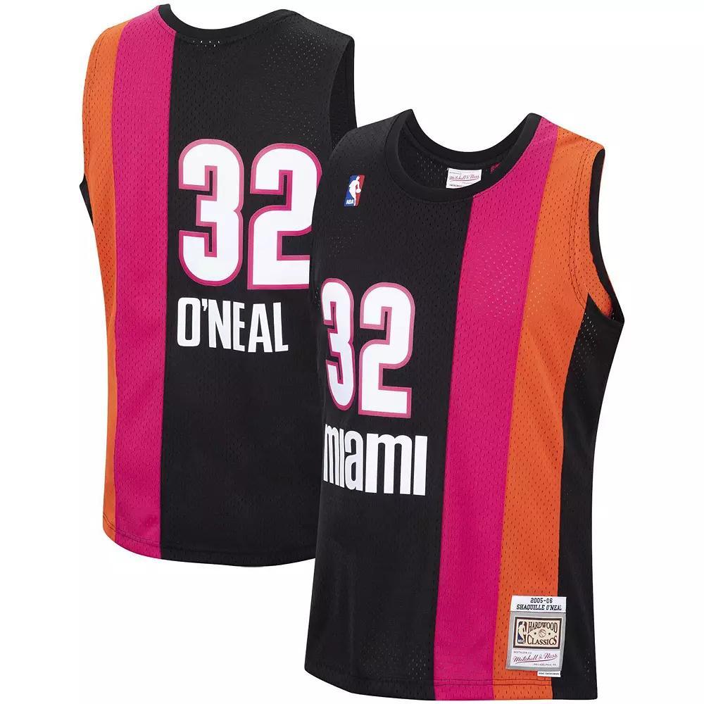 Men's Mitchell & Ness Shaquille O'Neal Black Miami Heat Hardwood Classics Swingman Jersey, Size: Medium Product Image