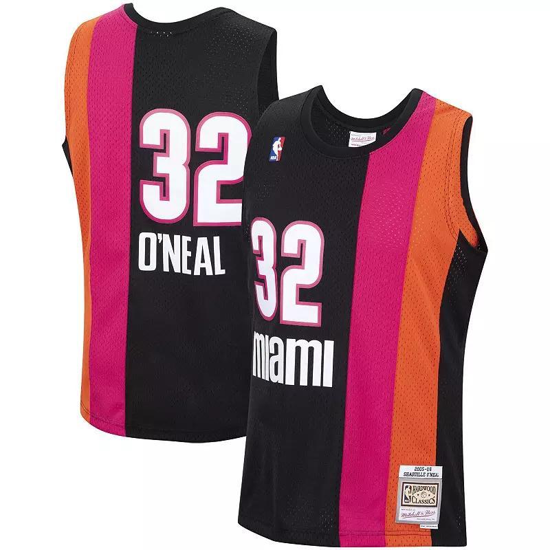 Men's Mitchell & Ness Shaquille O'Neal Black Miami Heat Hardwood Classics Swingman Jersey, Size: Medium Product Image