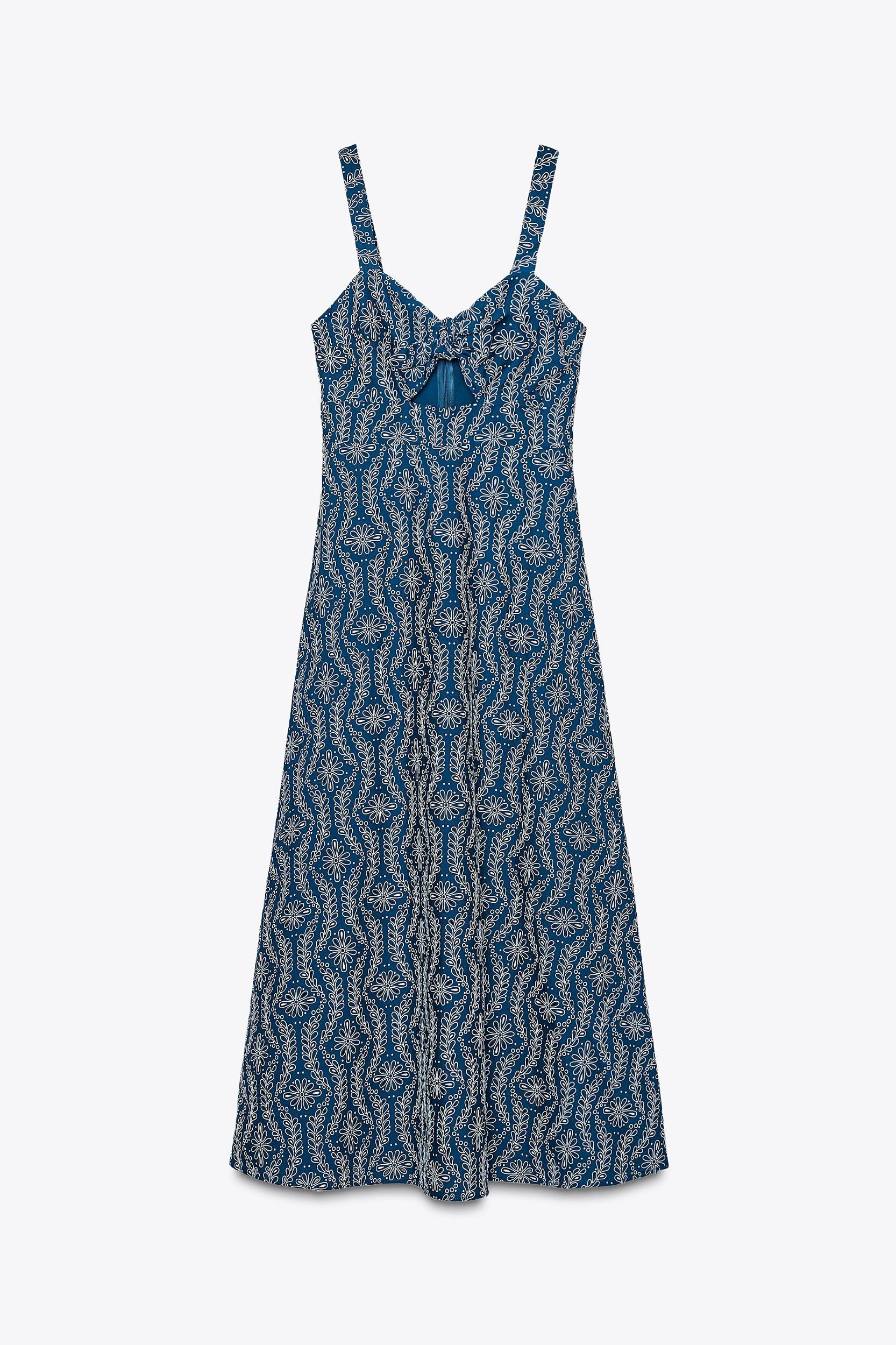 RUBBERIZED OPENWORK EMBROIDERY MIDI DRESS Product Image