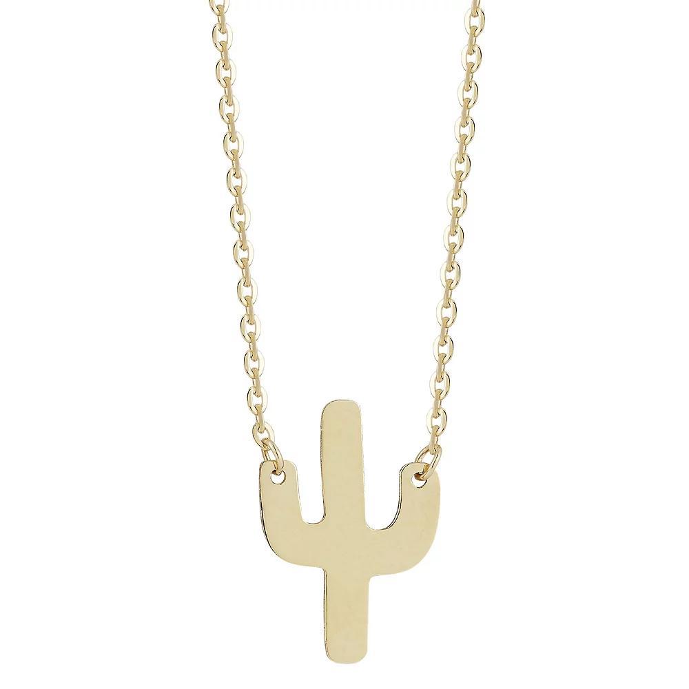 LUMINOR GOLD 14k Gold Cactus Pendant Necklace, Women's, Size: 17" Product Image