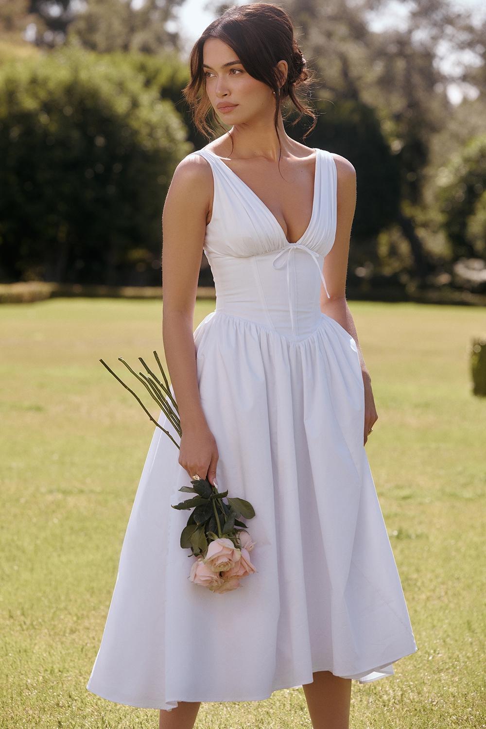 Emmelina White Cotton Corset Sundress Product Image