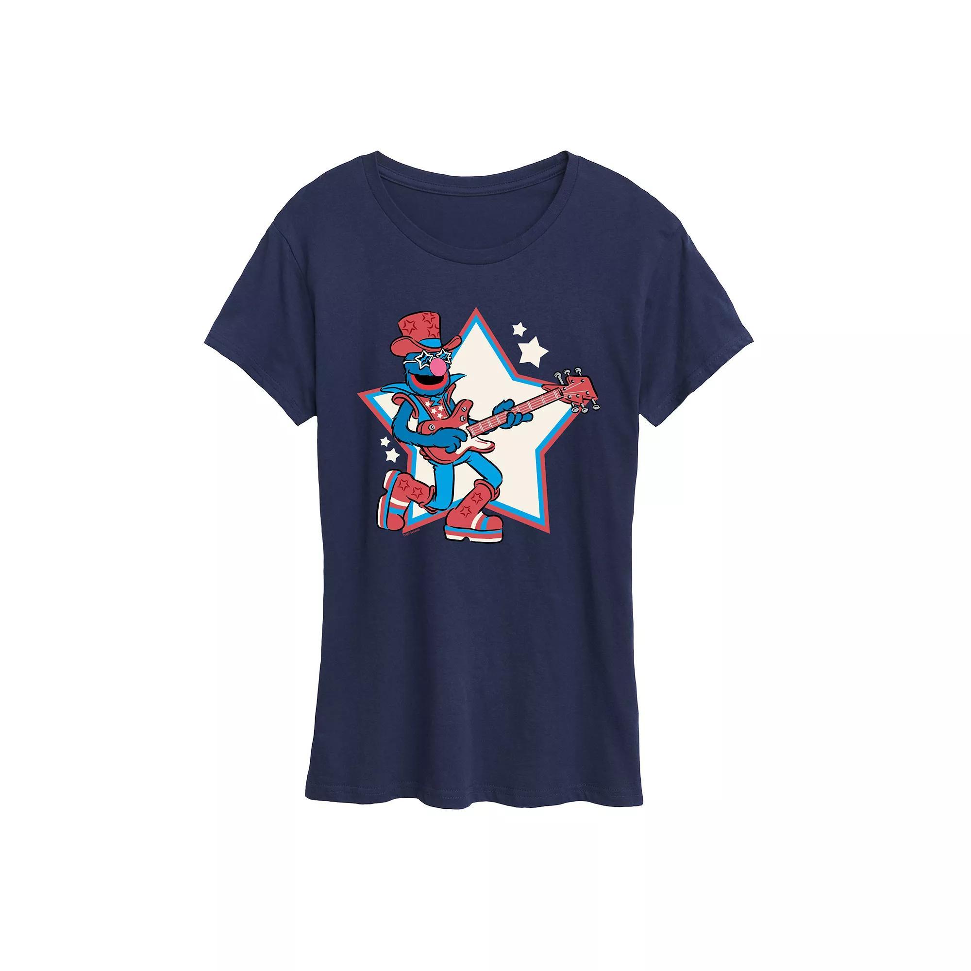Womens Sesame Street Grover Rock Star Graphic Tee Product Image