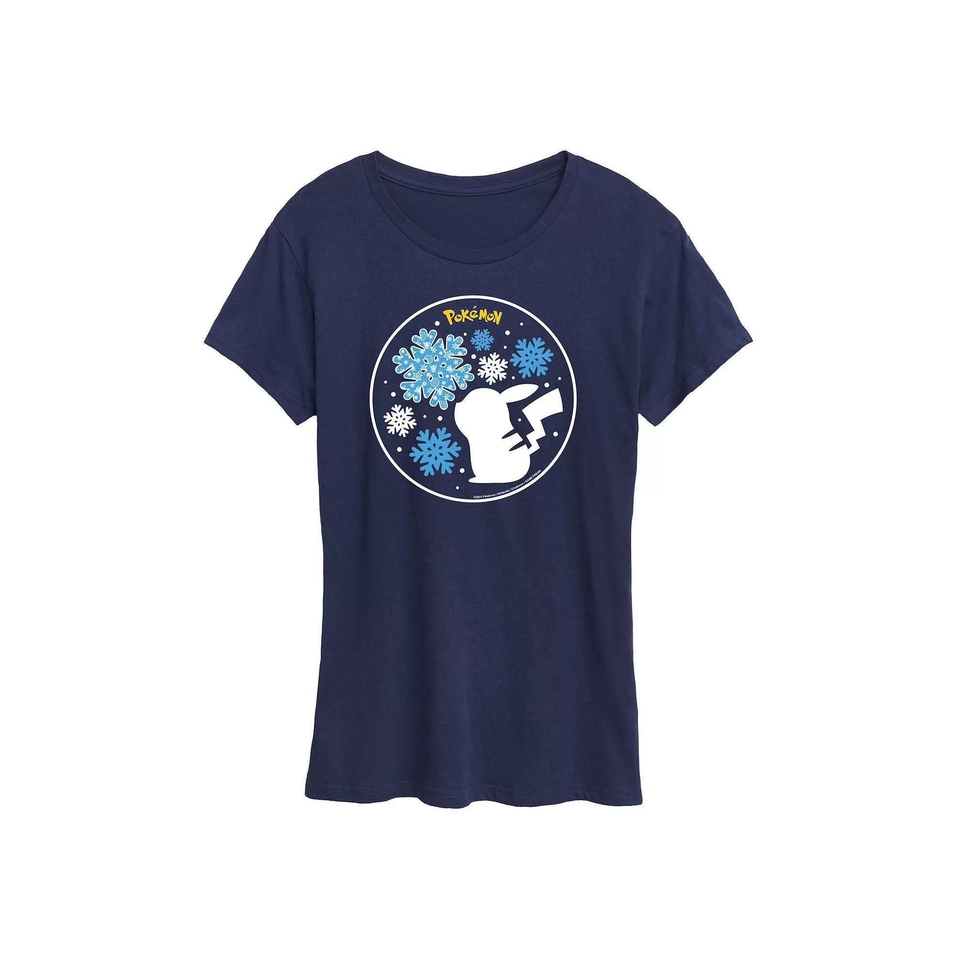 Womens Pokemon Snowflake Pikachu Tee Heather Grey Product Image