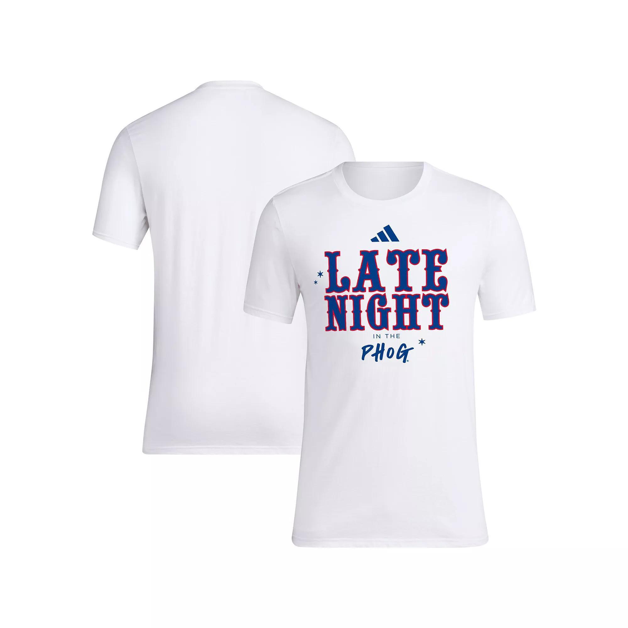 Men's adidas White Kansas Jayhawks Late Night in the Phog T-Shirt, Size: XL Product Image