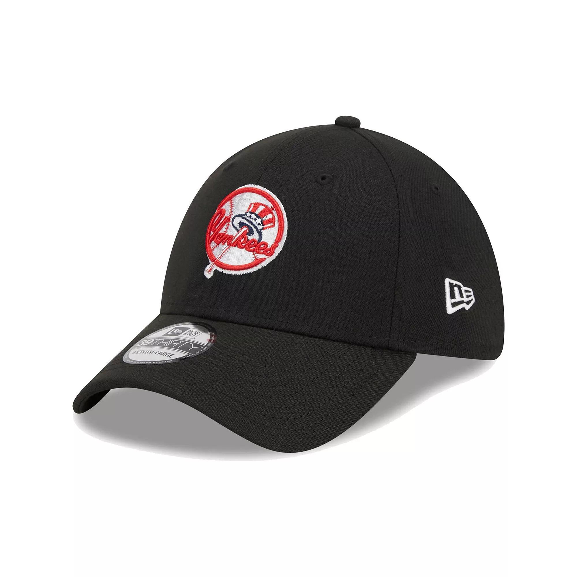 Men's New Era Black New York Yankees Logo 39THIRTY Flex Hat, Size: Medium/Large Product Image