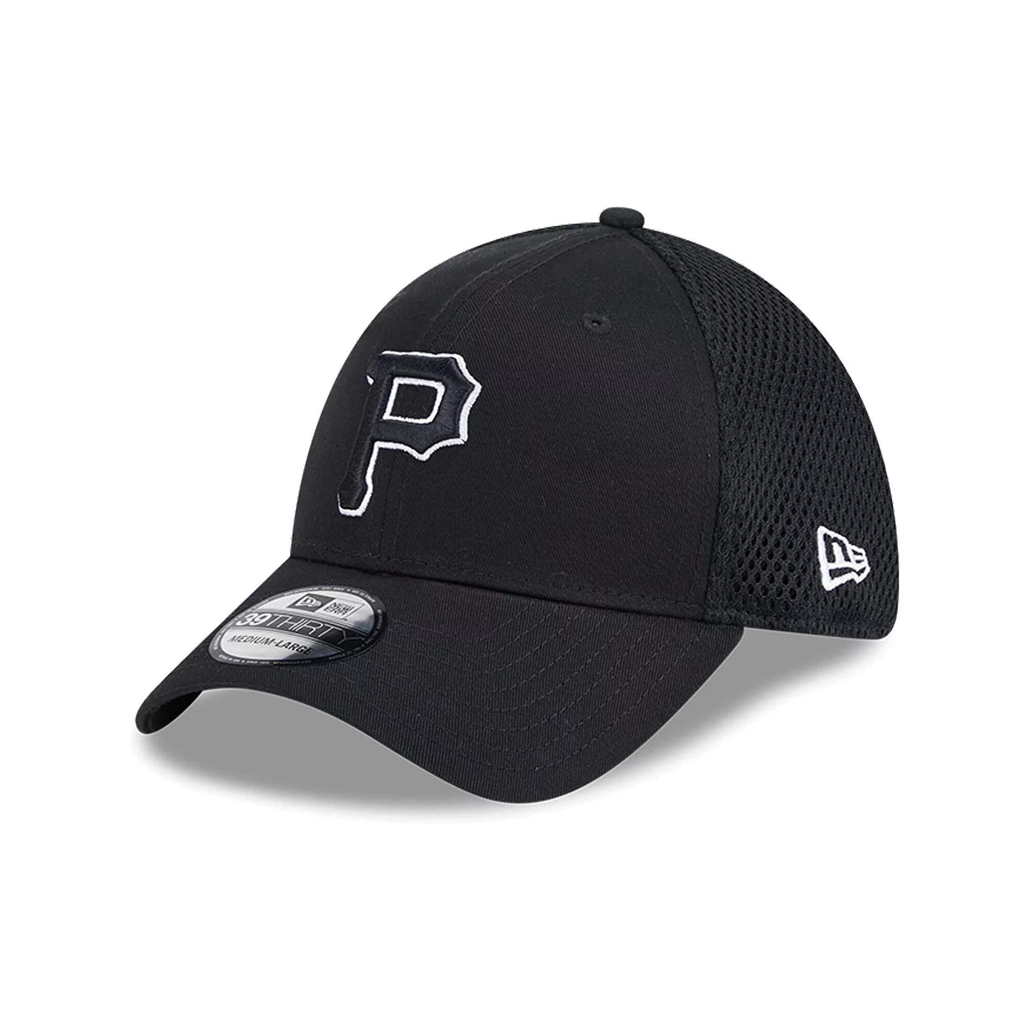 Men's New Era Pittsburgh Pirates Evergreen Black & White Neo 39THIRTY Flex Hat, Size: Small/Medium Product Image