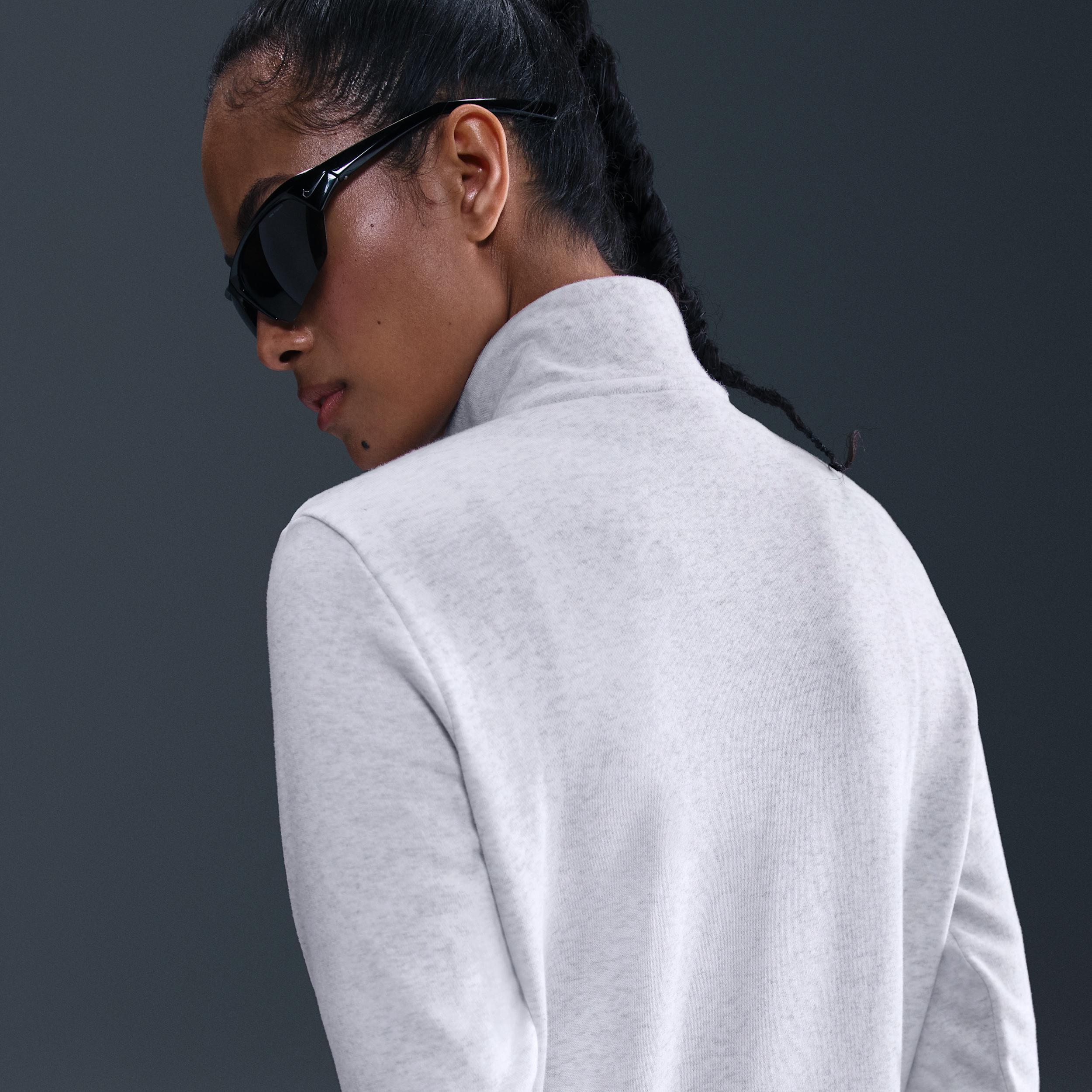Womens Nike Sportswear Club Fleece Quarter-Zip Sweatshirt Birch Grey Product Image