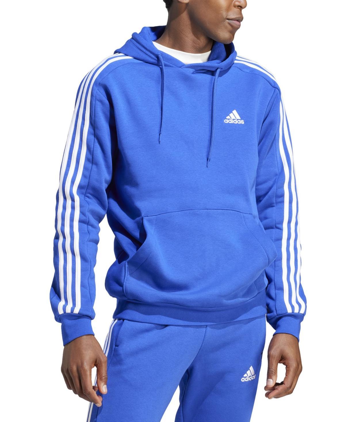 Mens adidas Essentials Fleece 3-Stripes Hoodie Medium Gray Grey Product Image