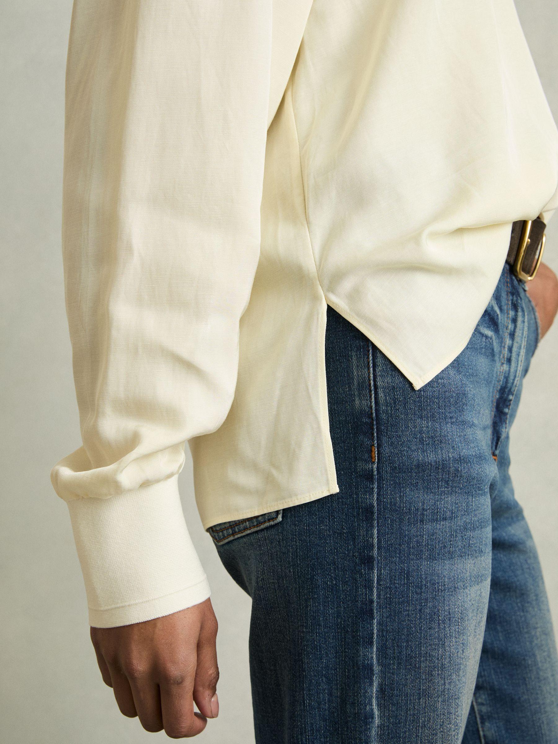 Overhead Open-Collar Shirt With Linen in Pale Yellow Product Image