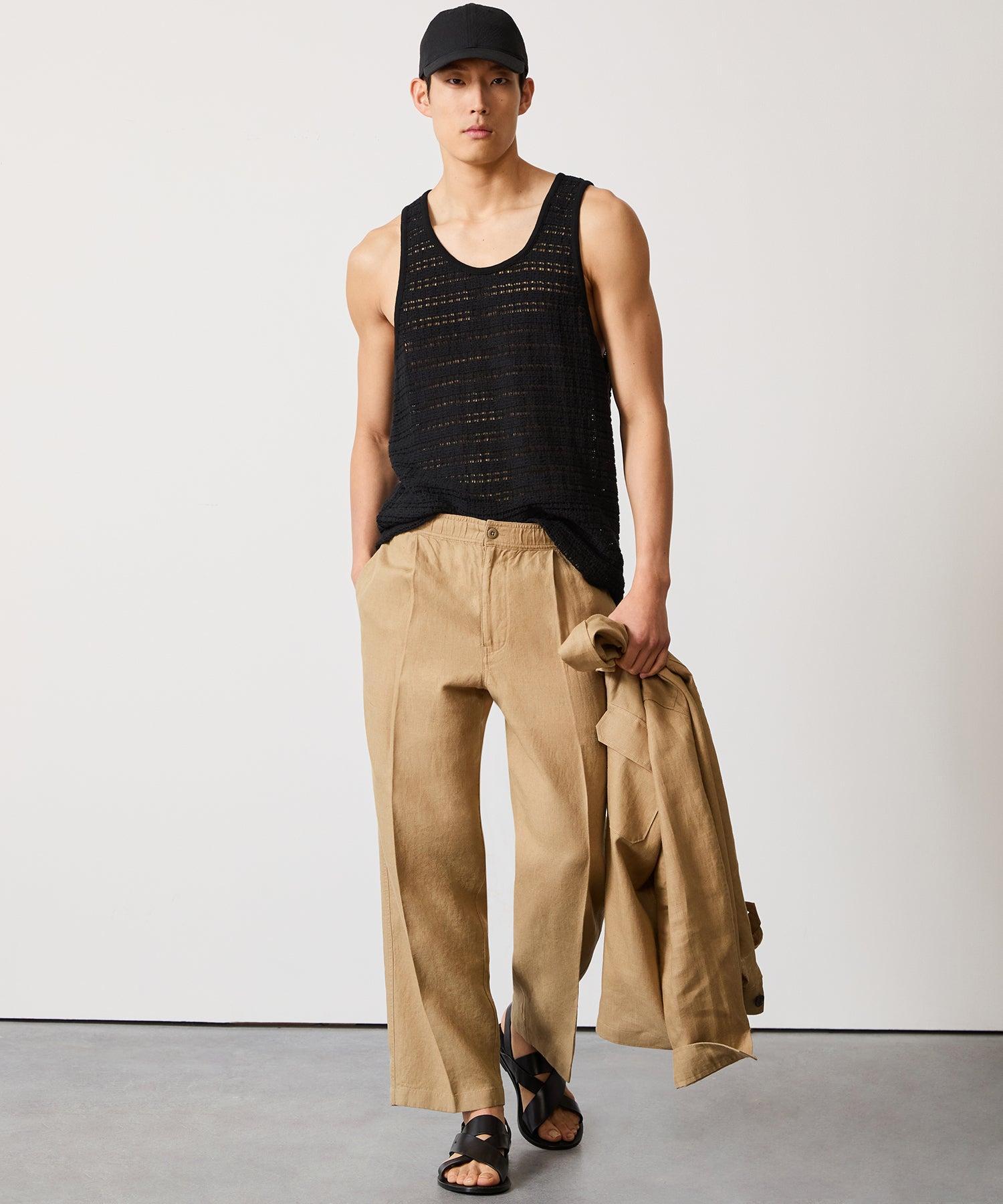 Open-Knit Tank Top in Black Product Image