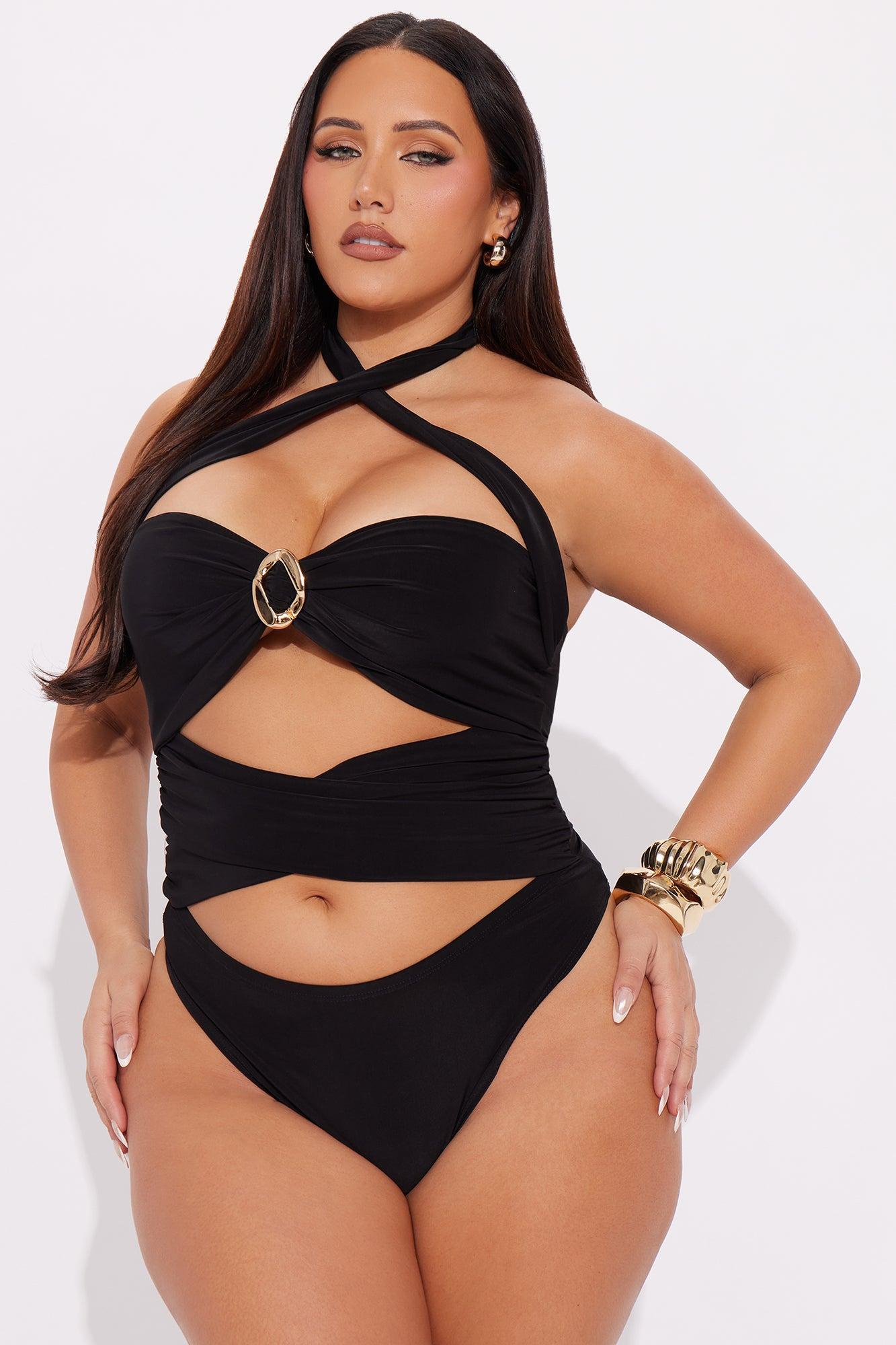 Cross Fire Criss Cross Halter Bodysuit - Black Female Product Image