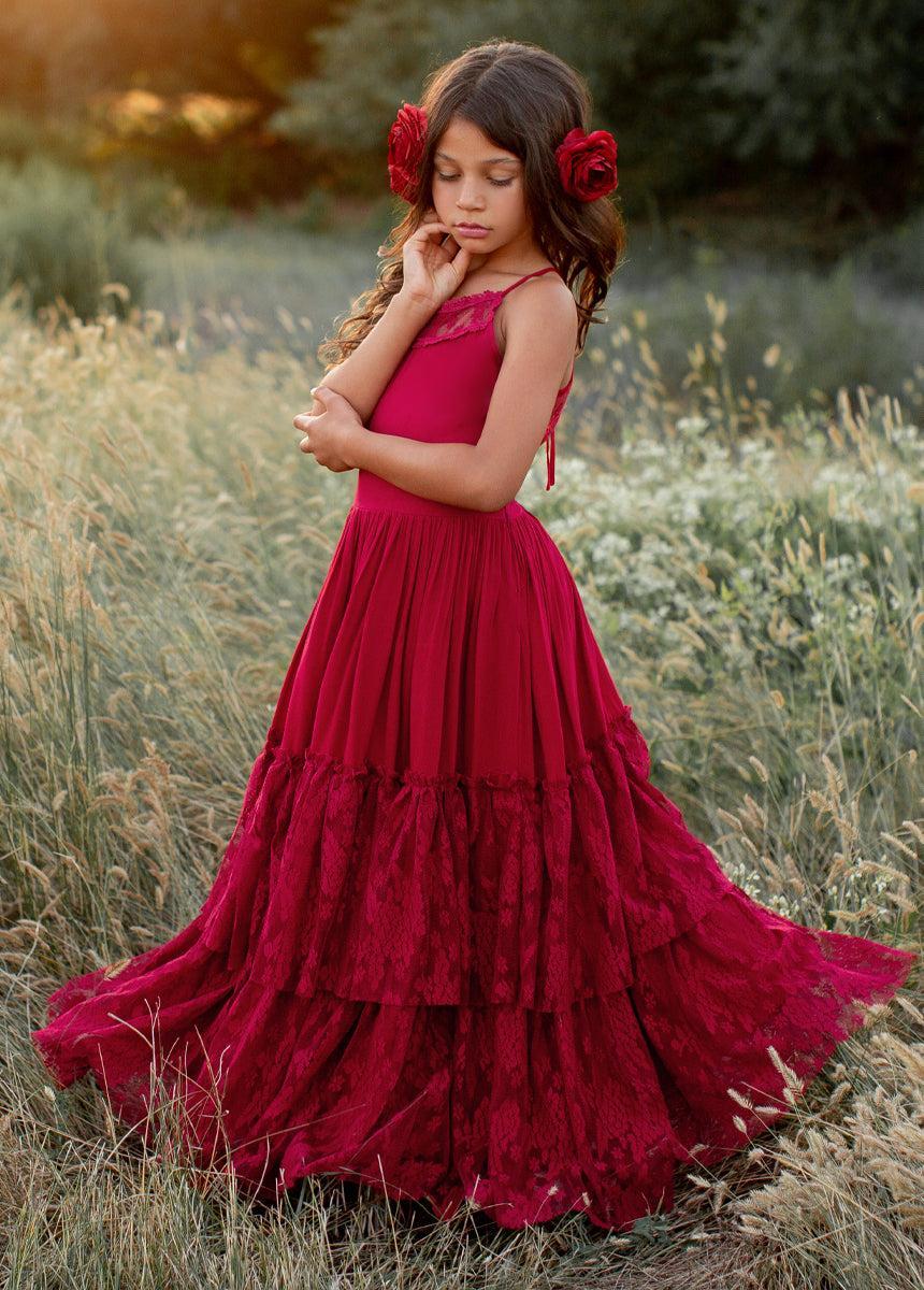 Catrin Dress in Crimson Girls Product Image