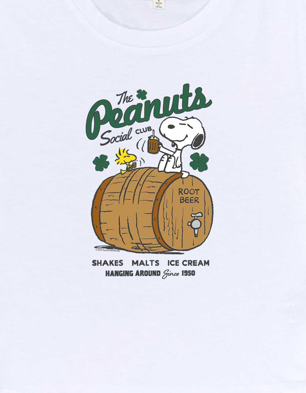PEANUTS Social Club Clovers Womens Baby Tee - WHITE Product Image