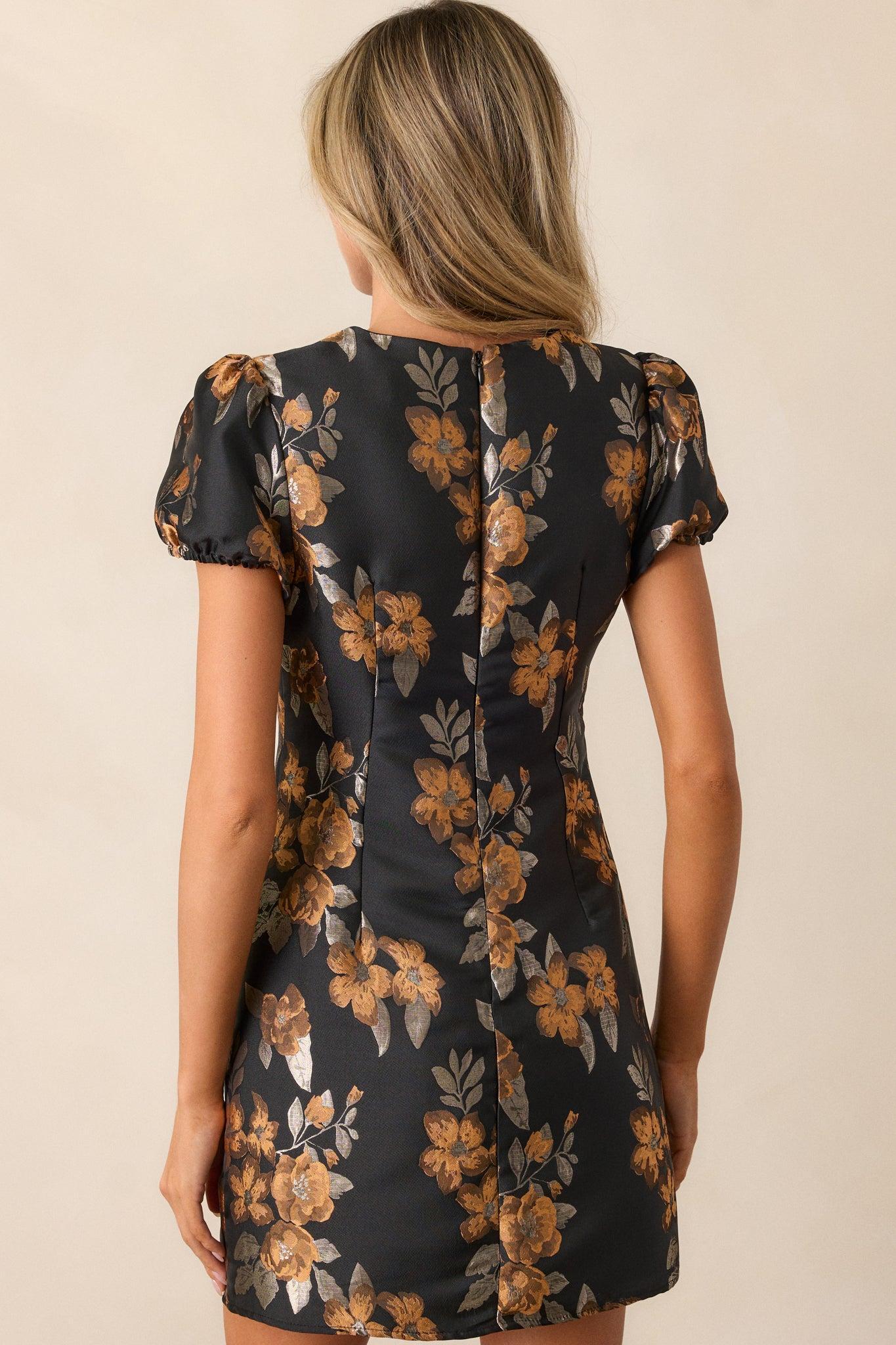 Breathe Easy Black Floral Structured Mini Dress Product Image