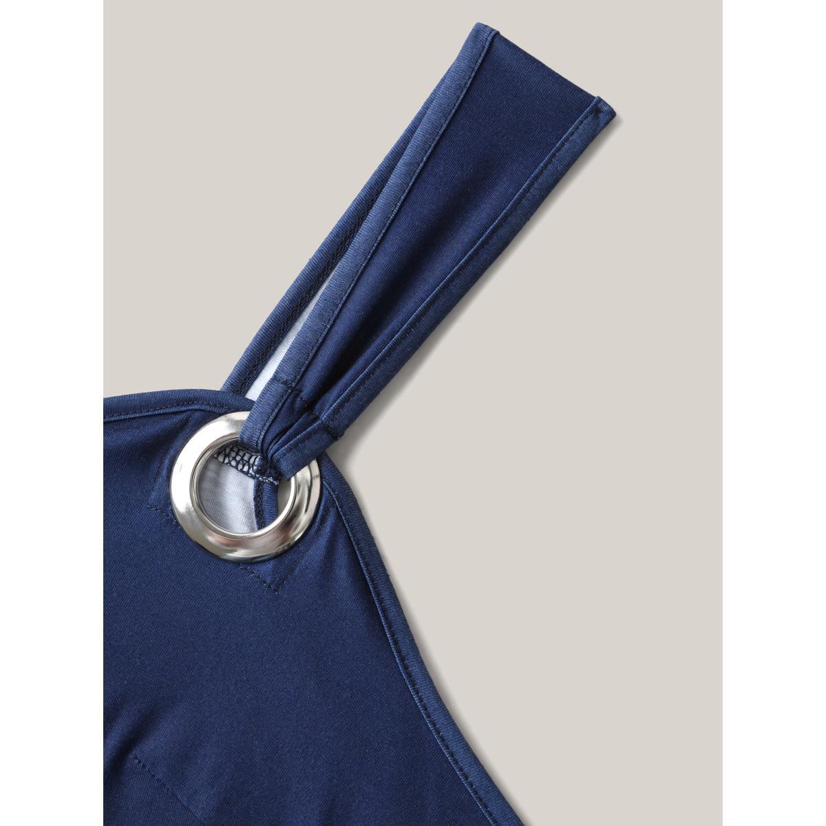 Plus Size Nautical Print Sleeveless Buckle Midi Dress Navy Women V-neck Sleeveless Curvy BloomChic 28/5X Product Image