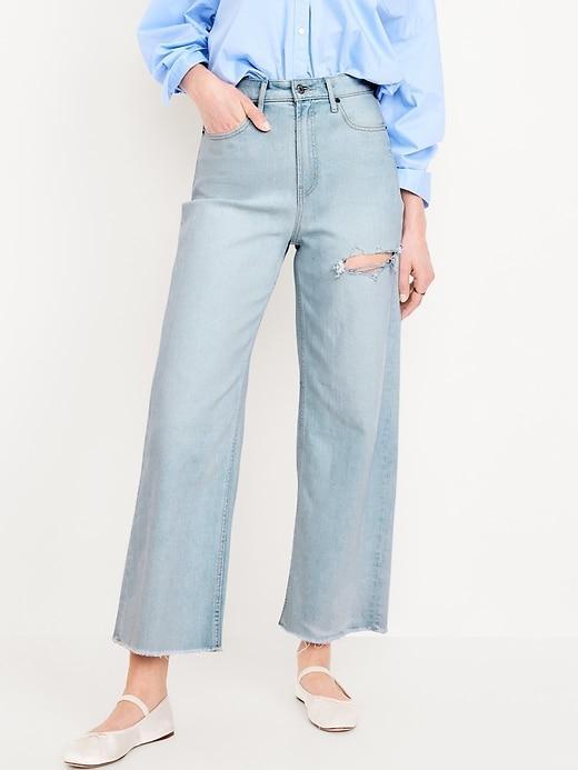 Extra High-Waisted Sky-Hi Wide-Leg Crop Jeans Product Image