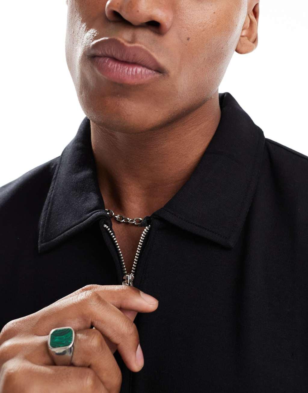 Selected Homme Emmanuel Zip polo shirt in black Product Image