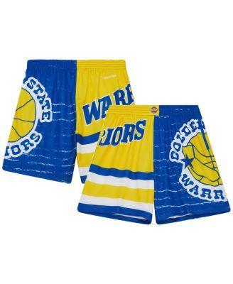 Mens Mitchell & Ness Royal/Gold Golden State Warriors Jumbotron 3.0 Shorts Product Image
