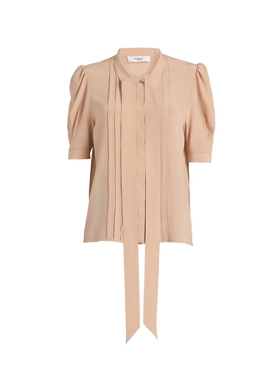 Womens Silk Tie neck Blouse Product Image