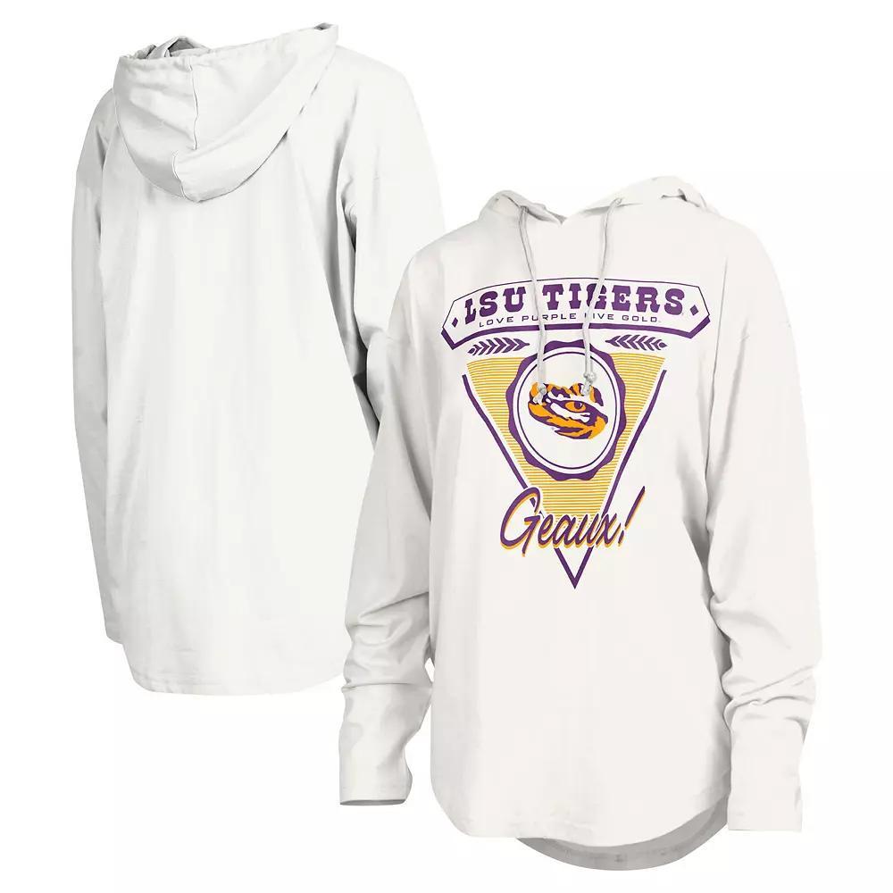 Women's Pressbox White LSU Tigers San Bruno Hoodie Long Sleeve T-Shirt, Size: Small Product Image