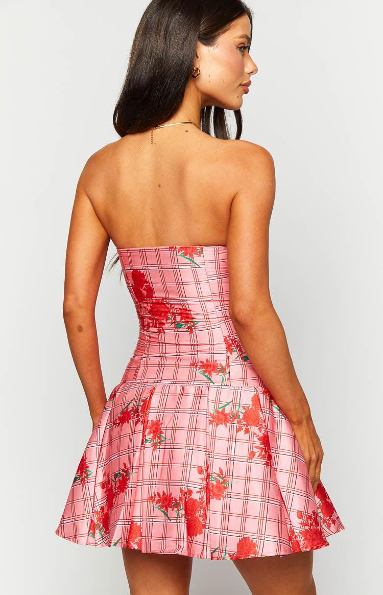 Blu Pink Floral Strapless Mini Dress Product Image