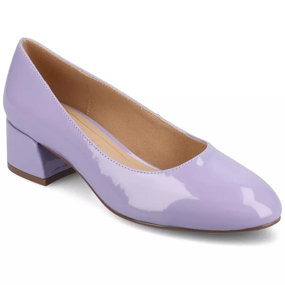 Journee Medium and Wide Width Saarii Womens Slip-On Block Heel Pumps Purple Patent Product Image