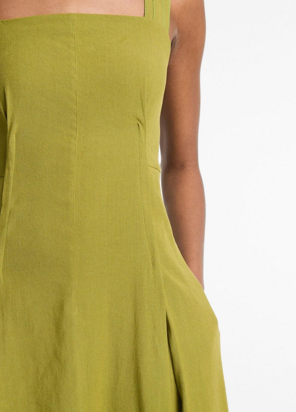 Womens Linen-Blend Square Neck Tank Midi-Dress Product Image